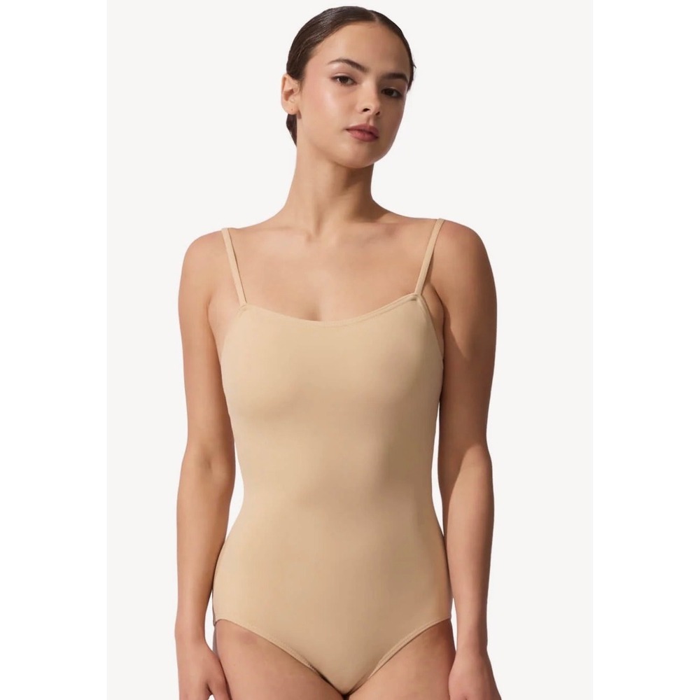Capezio Bodysuit‎ Leotard Camisole Women M Nude Stretch Minimalist Balletcore